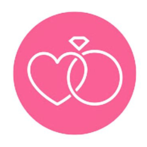 Logo of Interfaith Celebrant Brian Twomey featuring a pink circle with a white heart and wedding ring design.